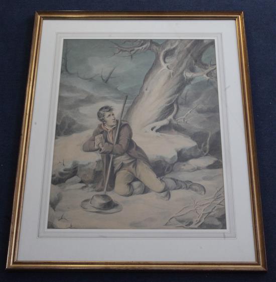 Richard Dagley (1765-1841) A traveller overtaken by a storm and snow 59 x 48cm